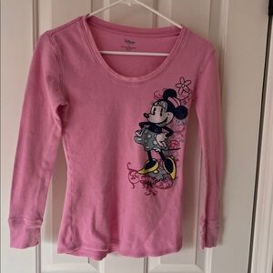 Disney Pink Womens Minnie Mouse Long Sleeve Shirt Size Small